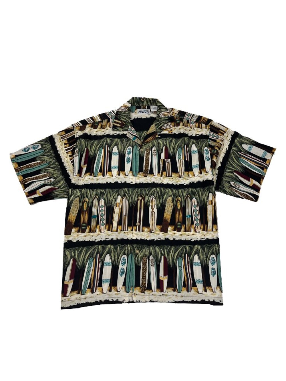 Sun Casuals Hawaiian All Over Print Surf Surfboard Button Shirt Mens XL X-Large